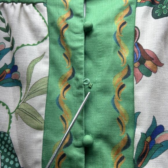 Boho Kelly Green Dress Womens Small Long Sleeve Indie Granola‎ Vintage Botanical - Picture 3 of 10